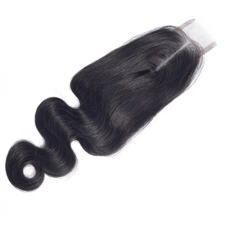 Straight human hair wig in natural colour shown at medium length, demonstrating hand-woven construction.