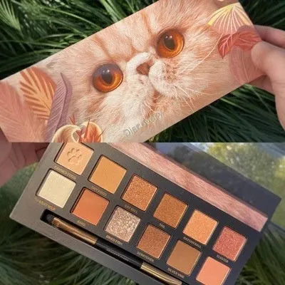 Twelve-colour animal themed eye shadow palette with matte and shimmer shades