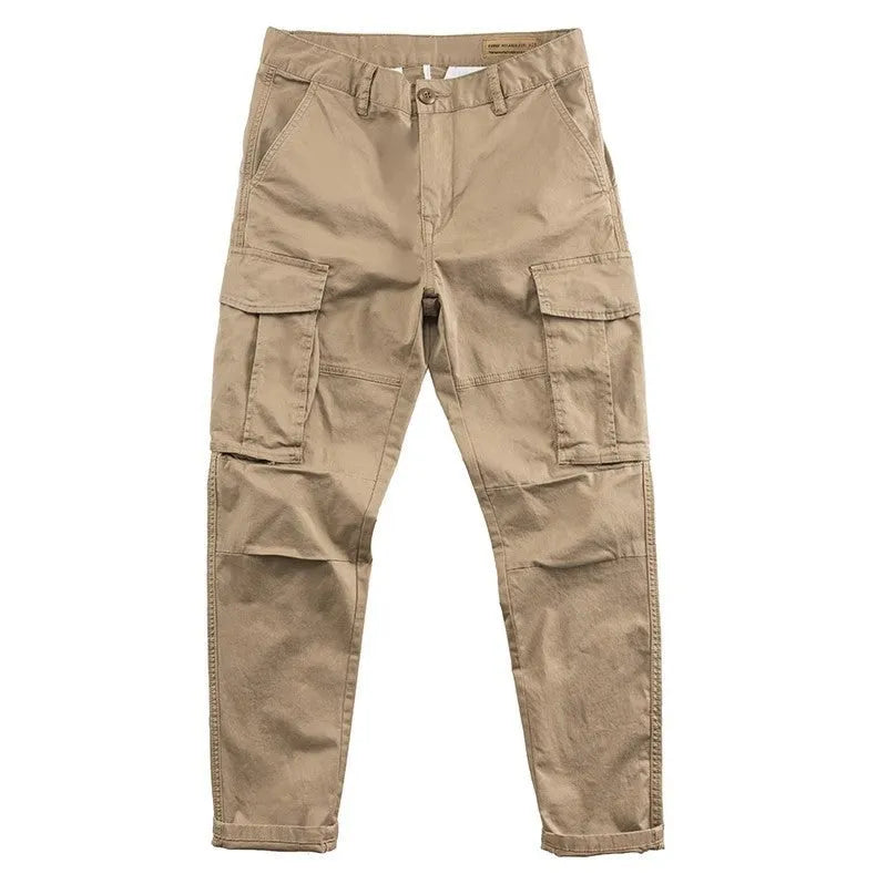 Multi-pocket men's labour protection trousers in cotton fabric with cropped length design