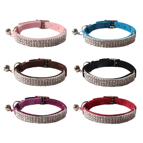Elastic buckle cat collar with flannel flocking in six colour options