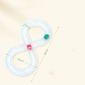 Blue interactive cat toy with turntable track ball system and teasing stick for self-play and owner interaction