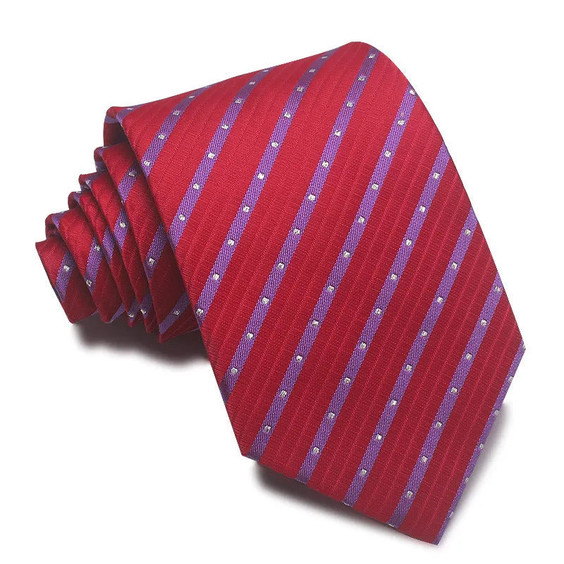 8cm wide polyester jacquard tie with striped pattern in arrow shape for business wear