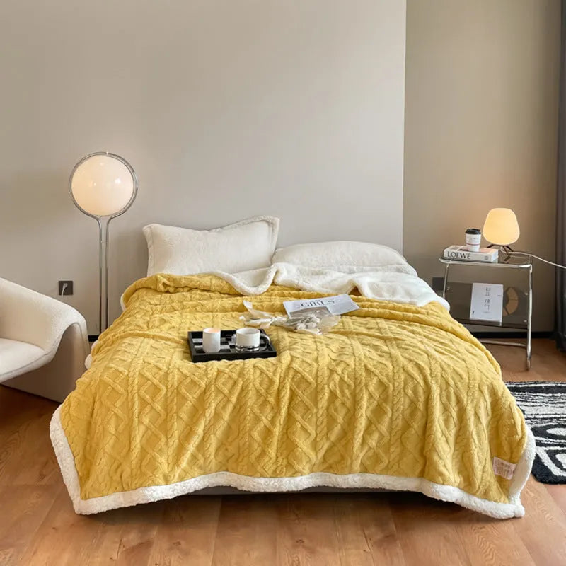 Polyester thermal flannel blanket in tea green colour measuring 180x200cm for winter bedding
