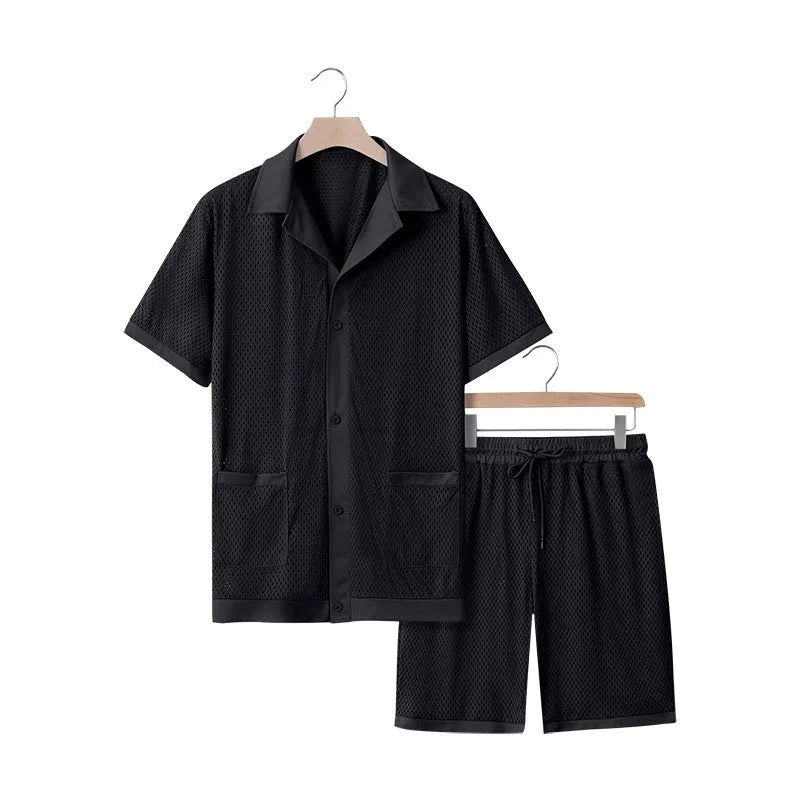 Ladies' lightweight polyester beach cardigan shorts suit in summer colours