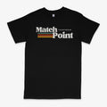 Men's black polyester t-shirt with 3D digital printed pattern, round neck and short sleeves