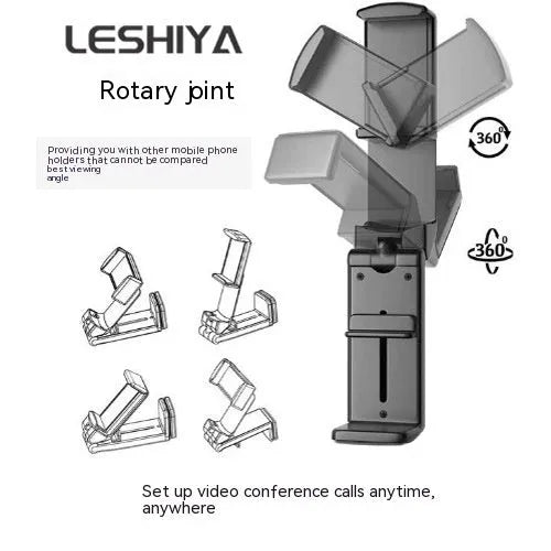 Foldable rotating phone holder in black, green or grey showing multiple viewing angles