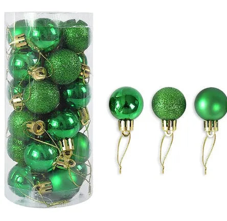 3cm diameter plastic Christmas baubles with shiny matte electroplated finish in multiple colours