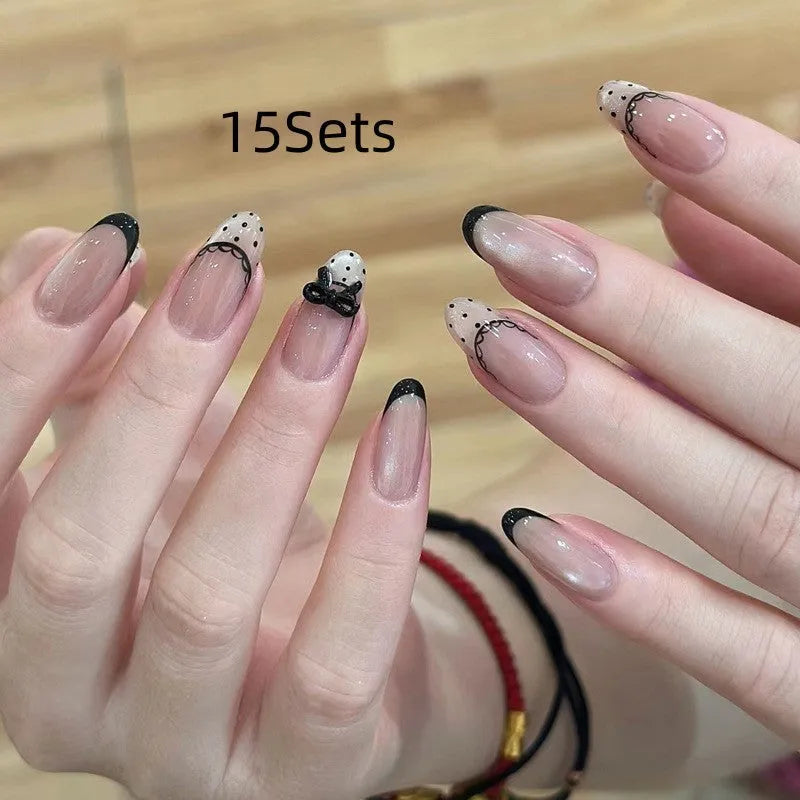 Five sets of sweet girl style press-on fake nails in a random colour assortment