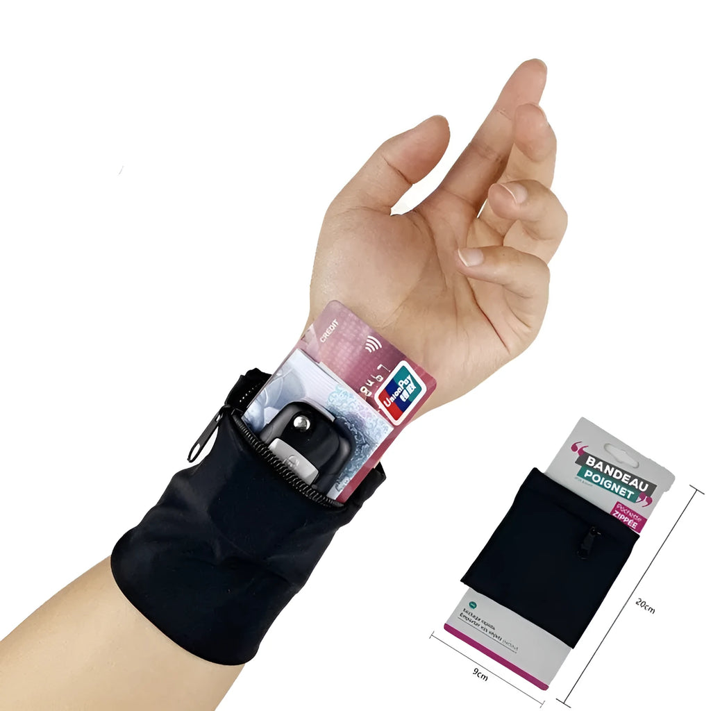 Waterproof wrist bag armband sleeve with OPP packaging measuring 10 by 10.5 centimetres