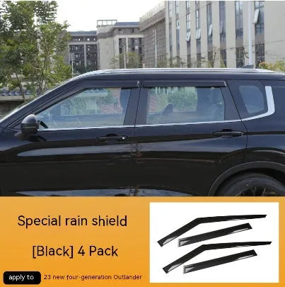2023 Outlander window deflectors in black warrior style, mounted on vehicle exterior