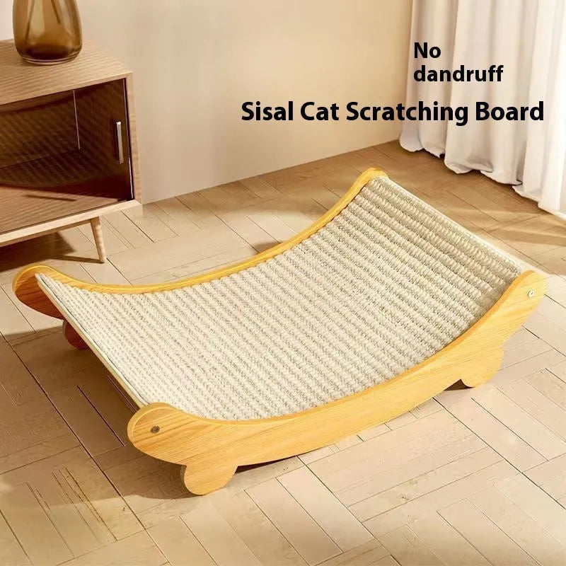 Sisal cat scratch board with wear-resistant blanket material in pastoral design