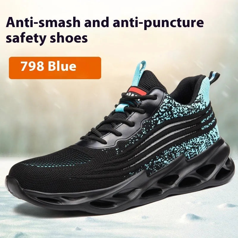 Lightweight labour protection shoes with anti-smashing and puncture-resistant features in multiple colour options