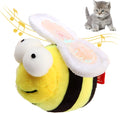 Yellow electronic chirpy bee sound toy for cats with flannelette fabric and motion-activated squeaking
