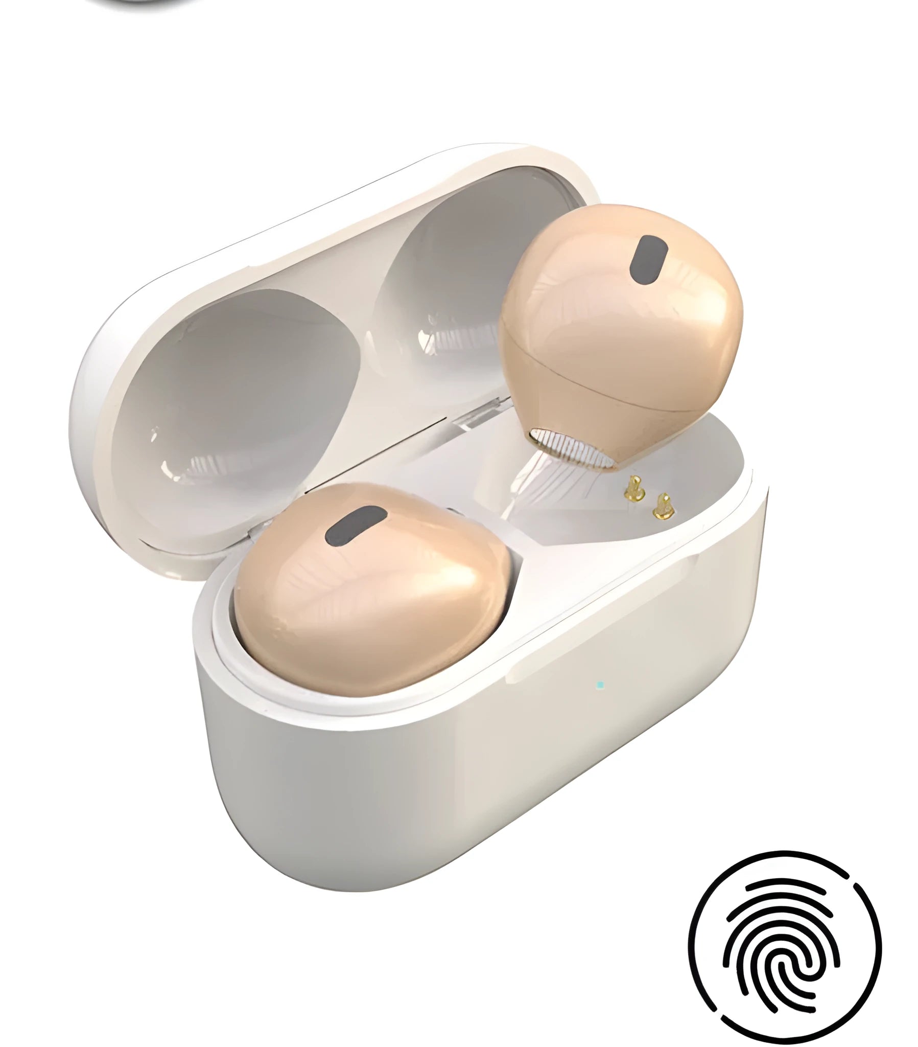 Invisible mini wireless Bluetooth earpiece with 9mm diameter in skin tone, white, or pink colours