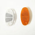 Yellow bicycle wheel reflector with hot wheels design mounted on spoke