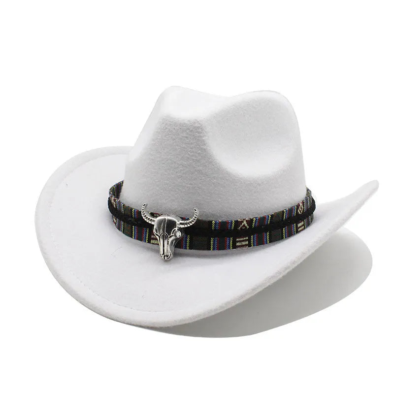 Western cowboy hat with bell crown in polyester fabric, shown in multiple colour options including army green, black and wine red