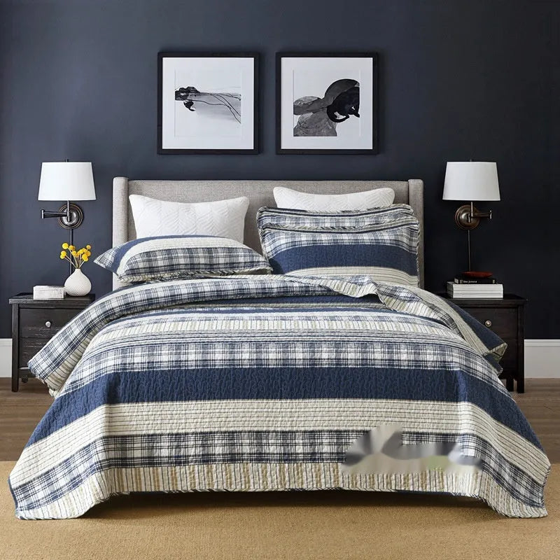 Pure cotton quilted bed cover set with printed pattern for 1.5-1.8 metre beds