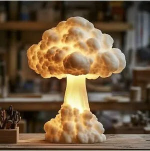 Mushroom cloud atomic explosion silhouette table lamp with USB power connection