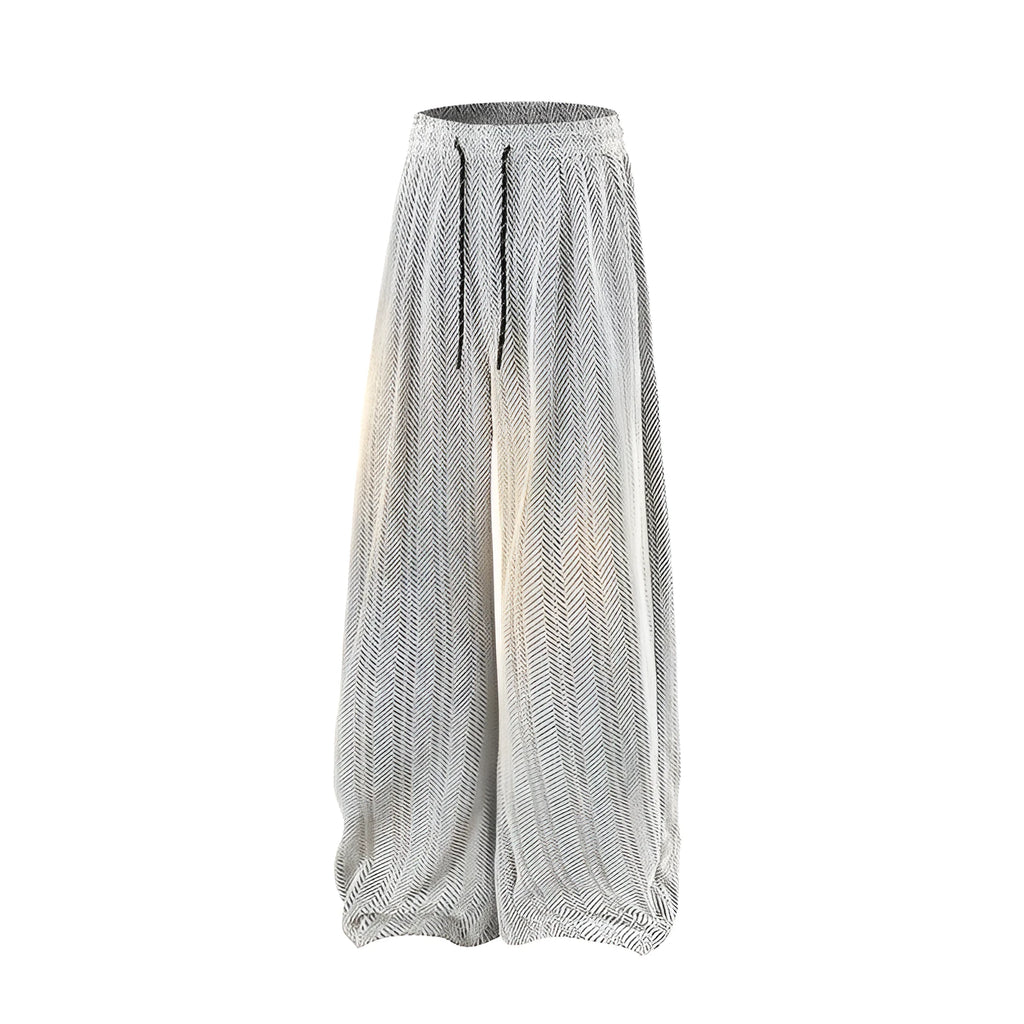 Plus-size hollow-out trousers with elastic waist and straight-leg design in three colour options