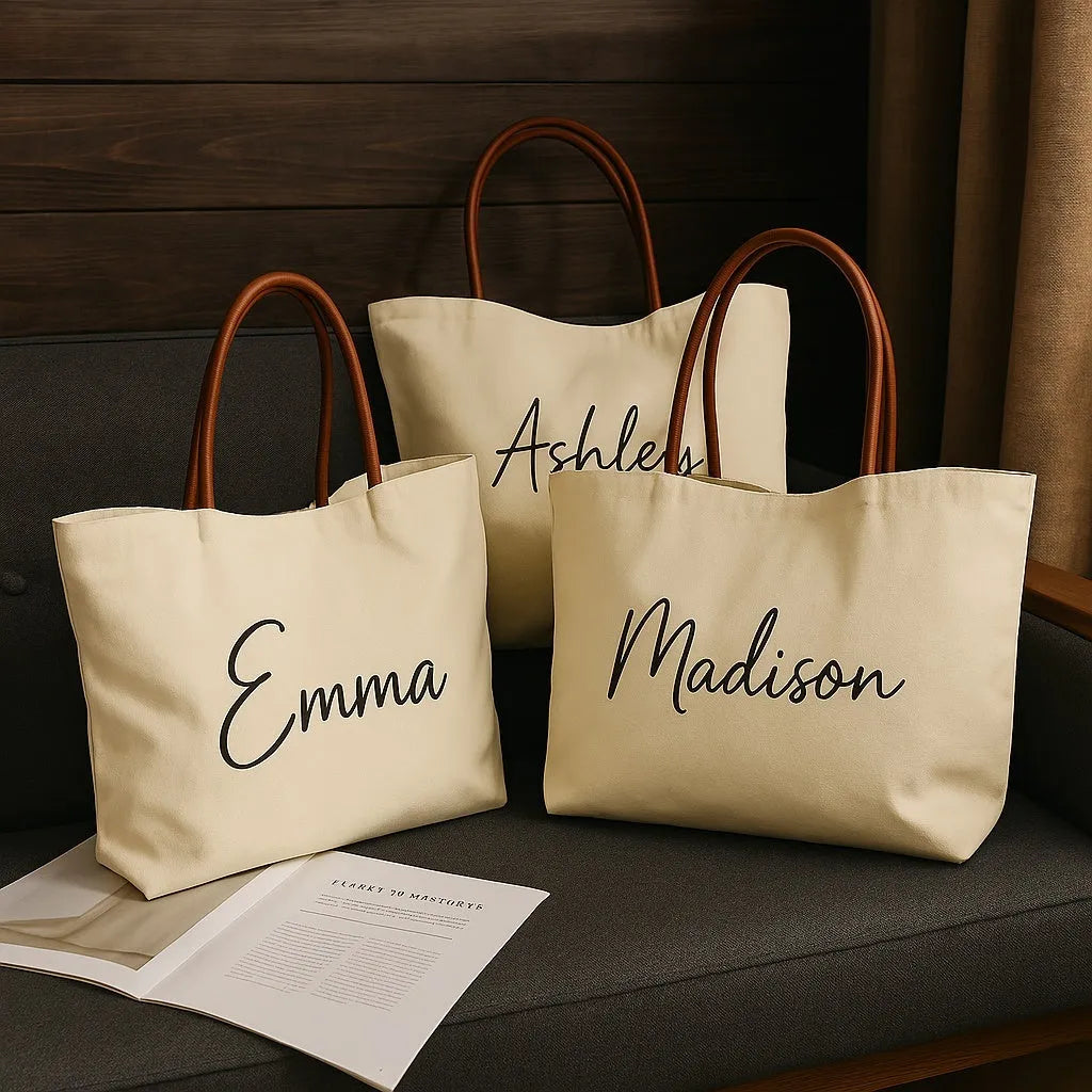 Natural canvas tote bag in beige white and white colour options with reinforced double handles