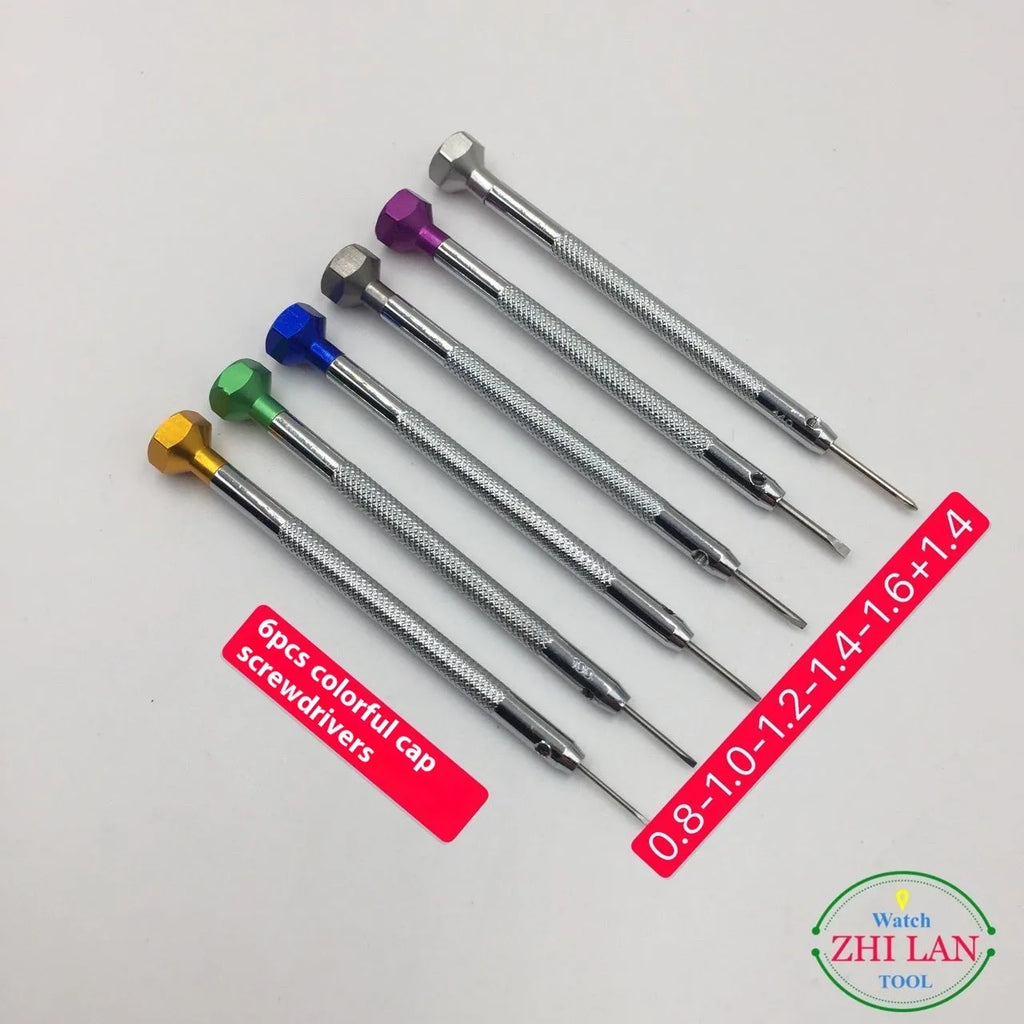 6-piece colour aluminium watch repair screwdriver set with copper handles