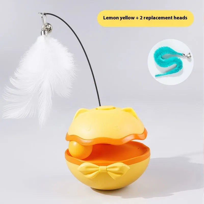 Electric cat toy tumbler self-hi cat teaser in lemon yellow, sky blue or soft fog grey