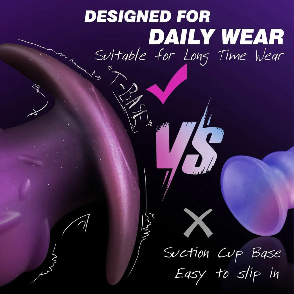 Adult silicone masturbator toy in purple, gold, or black colour.