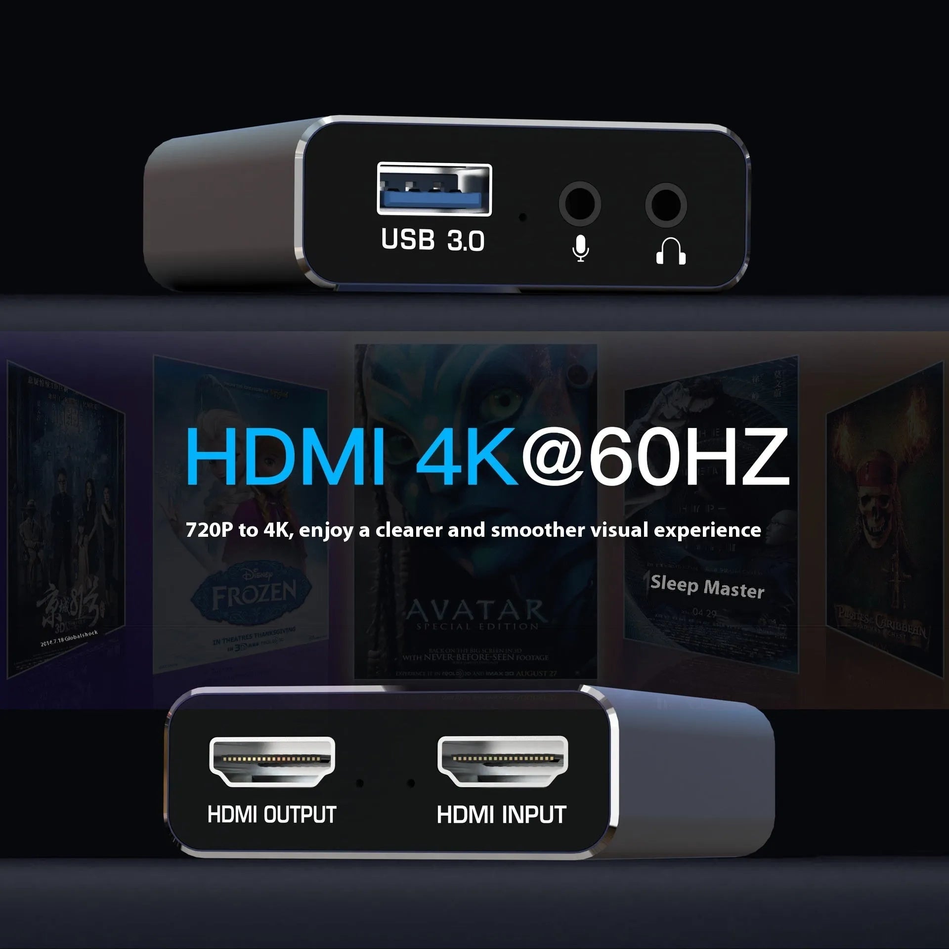 Black 4K gaming set-top box with recording and audio playback functions
