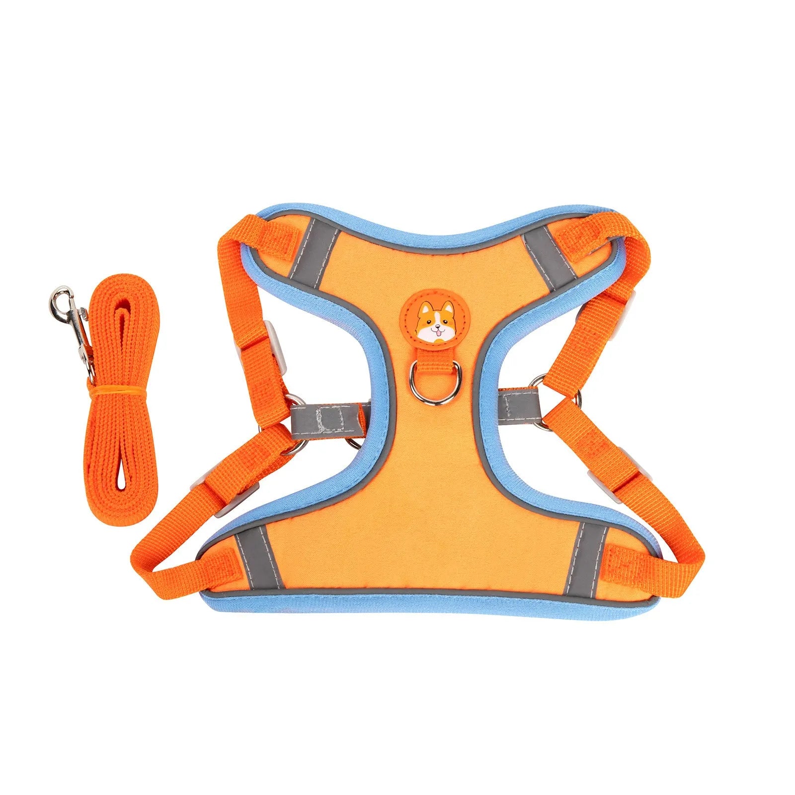 Adjustable dog harness with chest strap in various colours and sizes for haulage rope attachment.