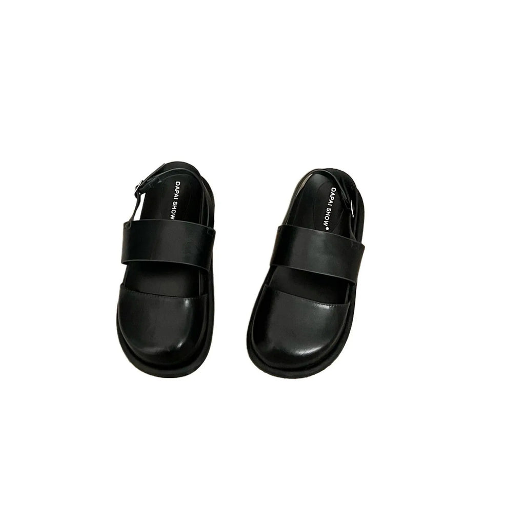 Retro women's sandals with ankle buckle strap in apricot colour