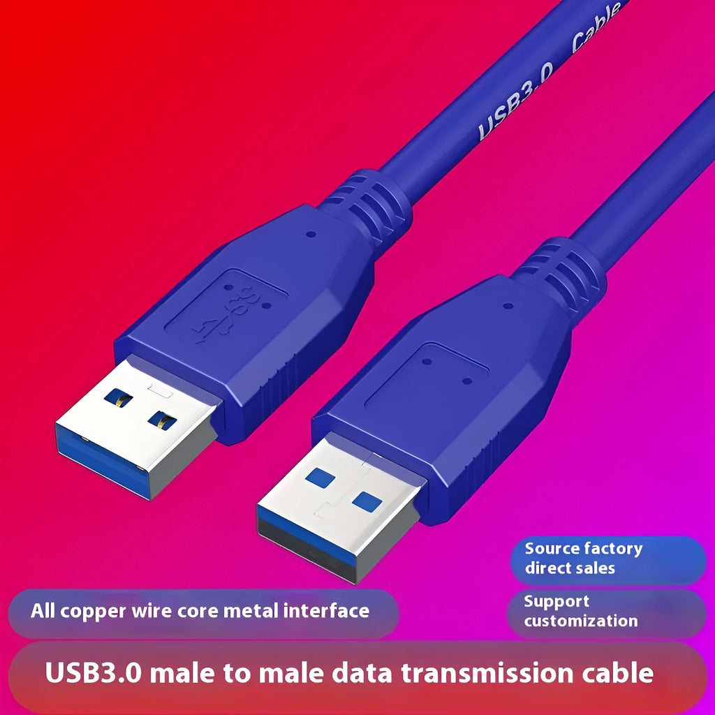 USB 3.0 male-to-male data cable with nickel-plated connectors for external hard drive connection