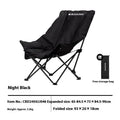 Night Black Oxford cloth camping moon chair folded and unfolded showing portable design