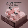 Pair of EVA platform sandals in animal print design for parent and child.