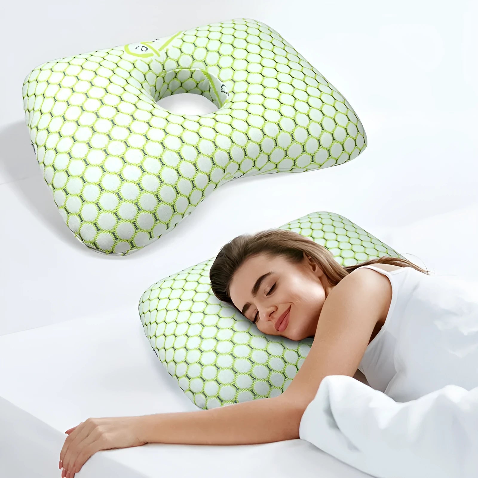 Beauty salon single hole ear pillow with detachable cover in new Chinese style