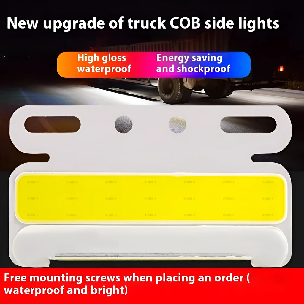 Waterproof COB LED truck side light for 12V and 24V commercial vehicles in aluminium alloy housing