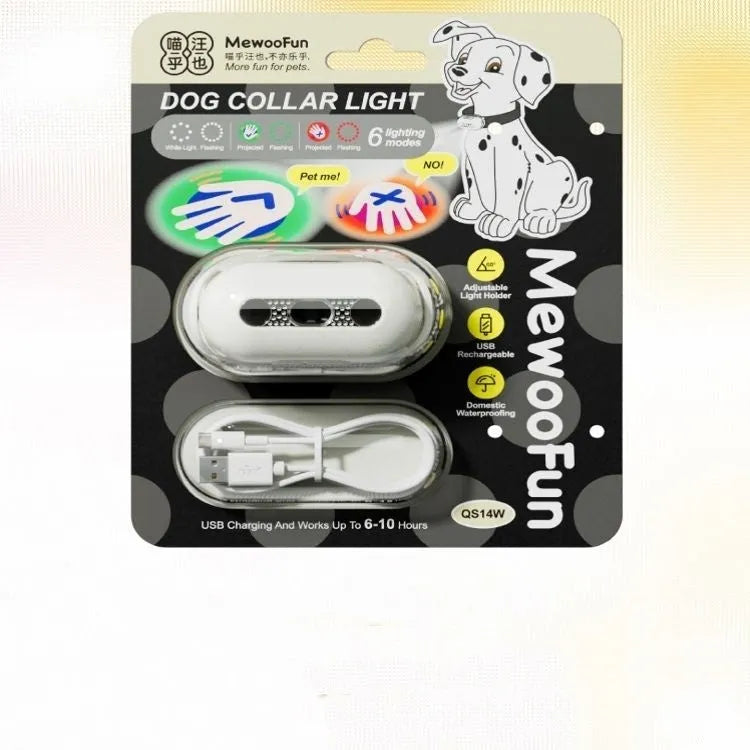 Pet luminous collar with programmable hanging lamp ring in fresh pink colour with sad pattern design