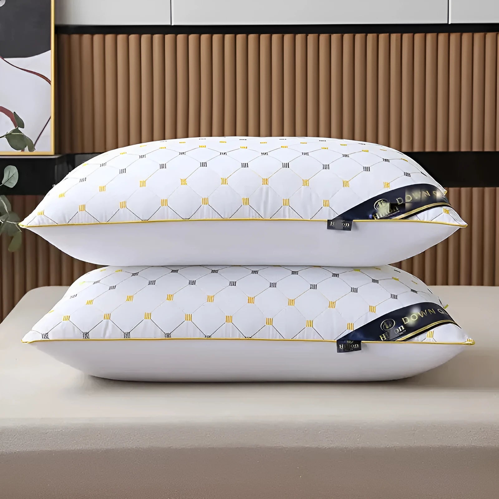 Polyester fibre pillow core insert in argy wormwood pattern and solid colours, showing 48x74cm and 42x70cm size options.