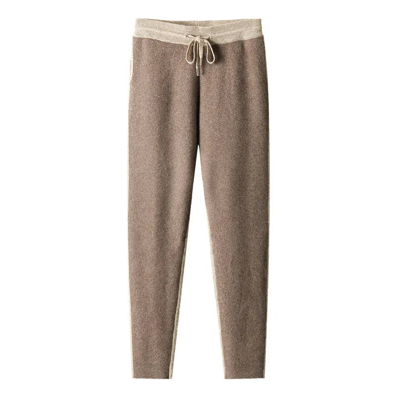 Men's cashmere blend cardigan suit with half turtleneck zip and matching trousers in winter colours