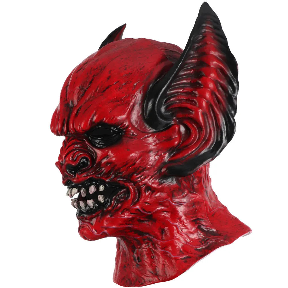 Red bat style RP foam head cover mask for Halloween and party costume.