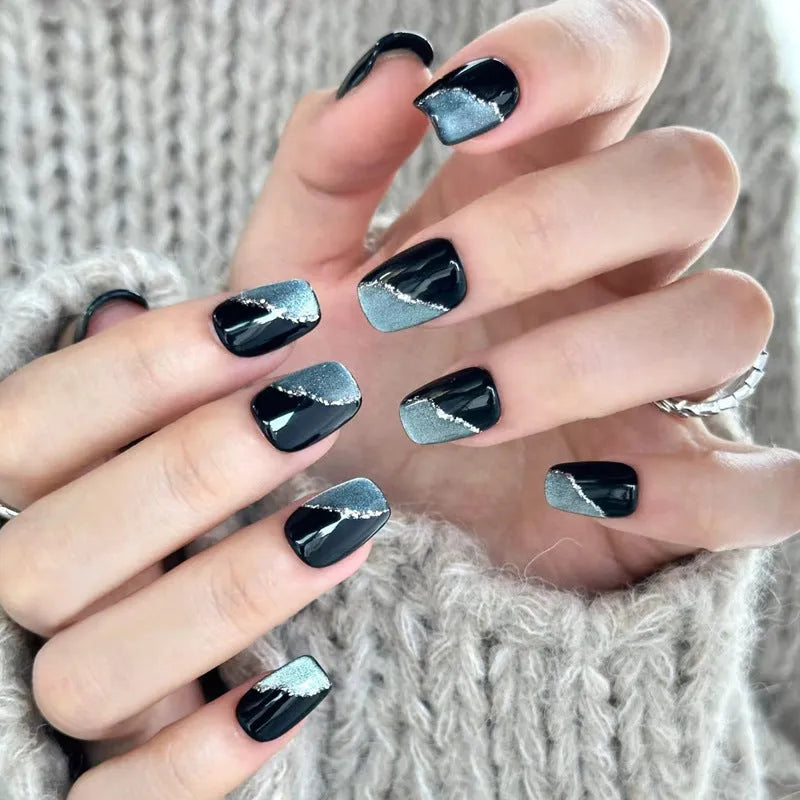 Five sets of sweet girl style press-on fake nails in a random colour assortment