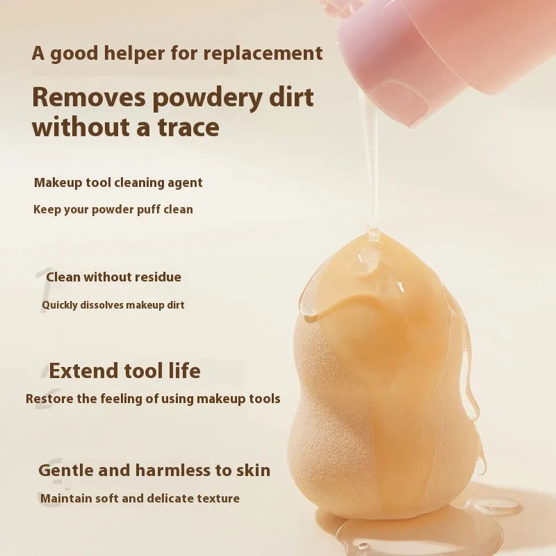 Beauty blender cleaner kit with air cushion tool, 80ml detergent, and 75ml wash-free spray