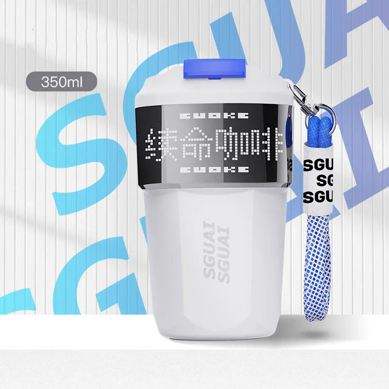 Japanese style stainless steel portable coffee cup with 50mL capacity in blue, grey, orange, white, and purple colour options.