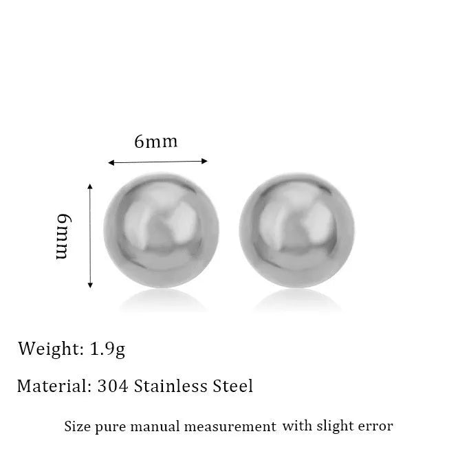 Stainless steel ball stud earrings in geometric round design with gold electroplating
