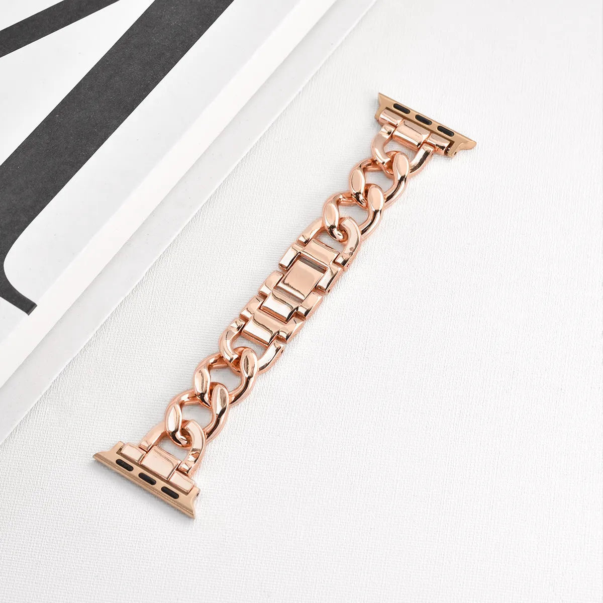 Denim chain metal Apple Watch strap in silver, black, gold, rose gold and Starlight colour options