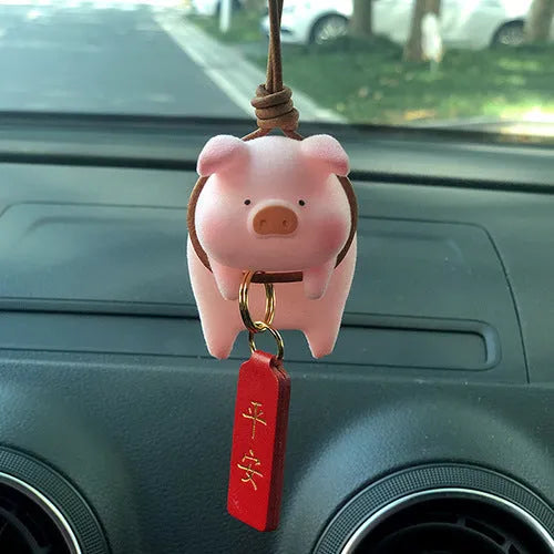 Small cartoon pig resin figurine car dashboard ornament