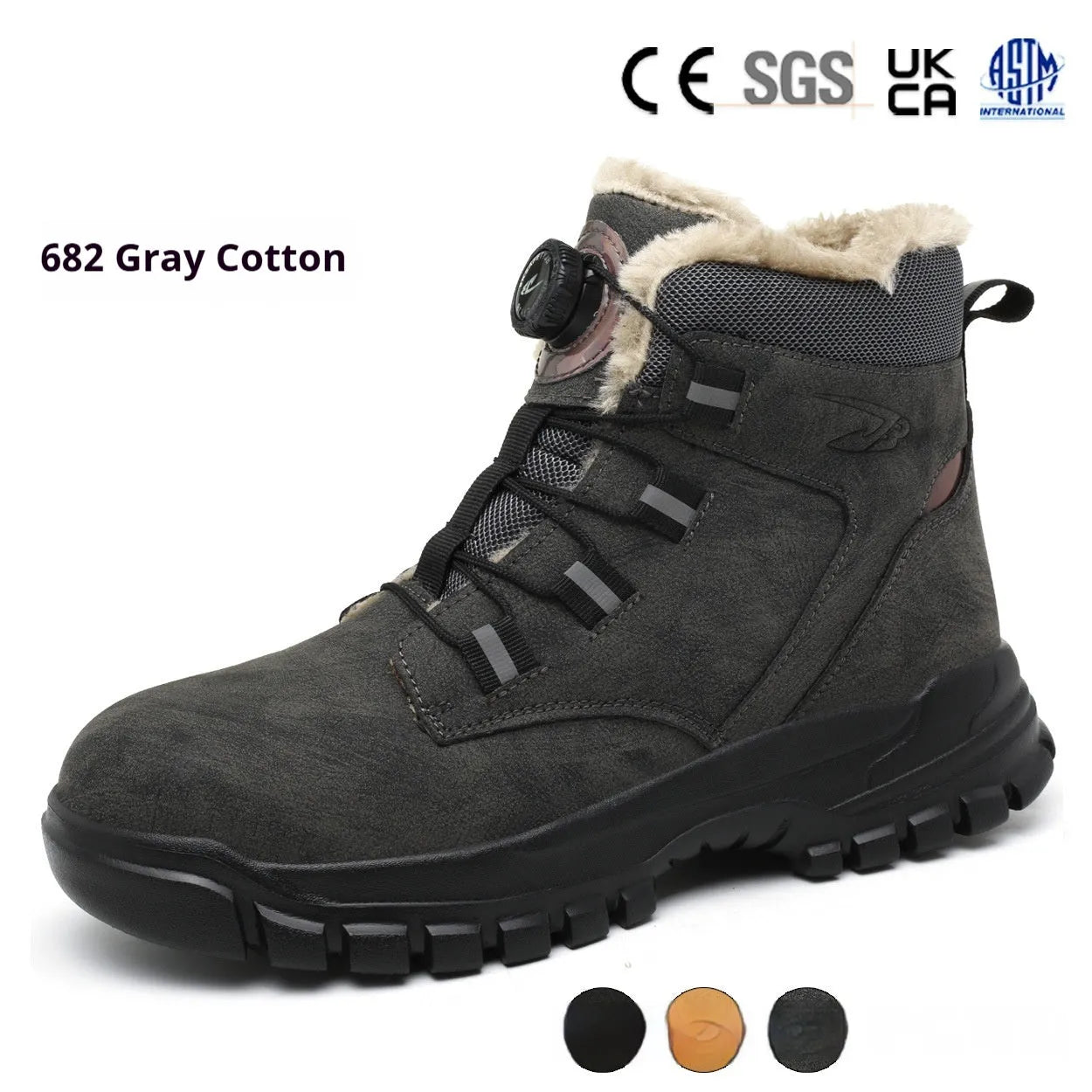 Leather and rubber lightweight labour protection safety shoes in black colour.