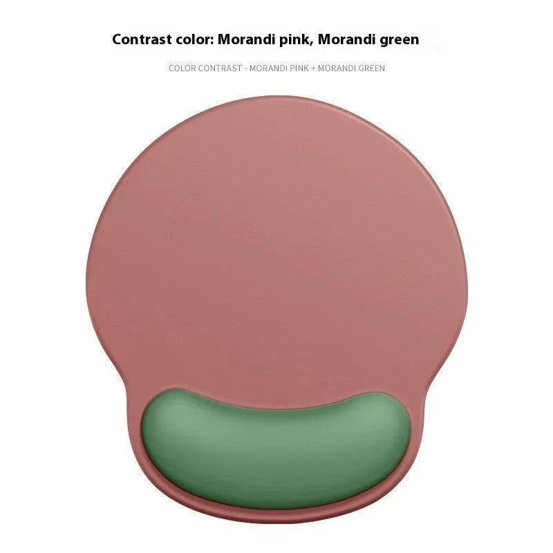 Silicone mouse mat with wrist rest in gradient colour pattern on desk