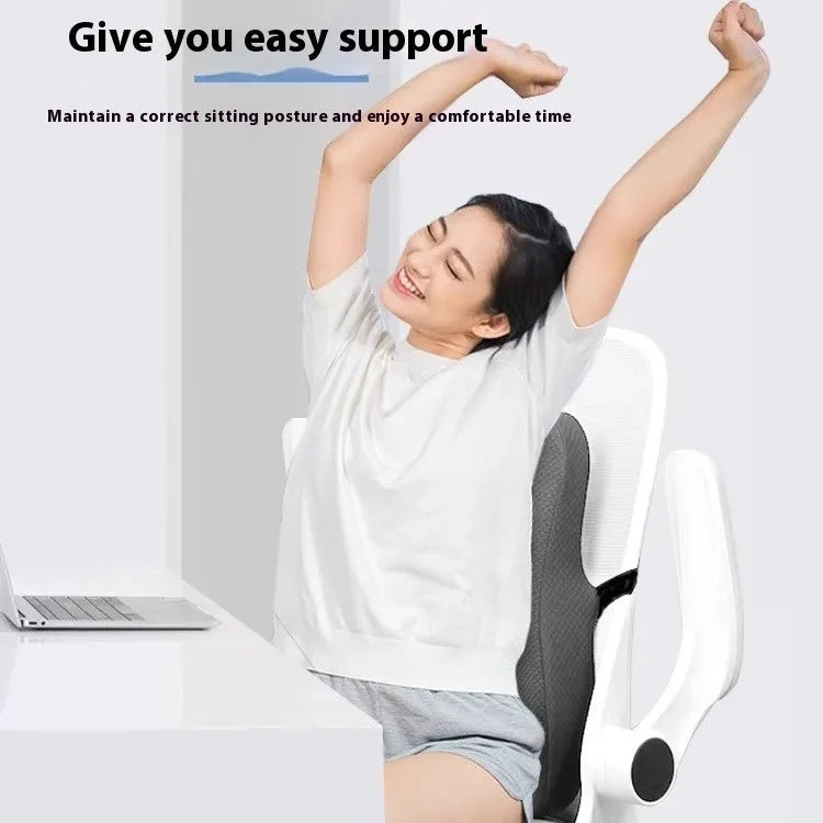 Square lumbar support cushion in gray navy or pink with polyester filling measuring 40x40x8cm for office chair back support