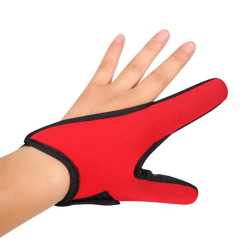 Two-finger fishing glove with microfiber palm and diving cloth backing