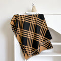 Women's imitation cashmere scarf with tassels in brown colour showing 185cm length